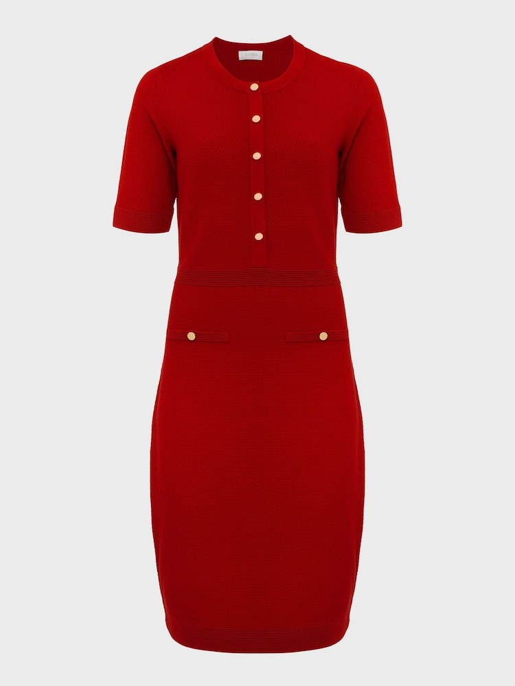 Hobbs Red Noa Knitted Dress - Image 4 of 4
