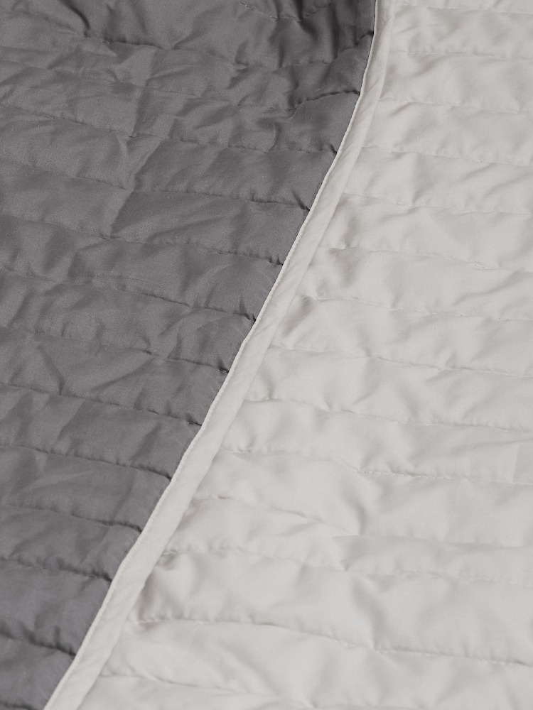 Grey Reversible Cotton Rich Quilted Bedspread - Image 4 of 4