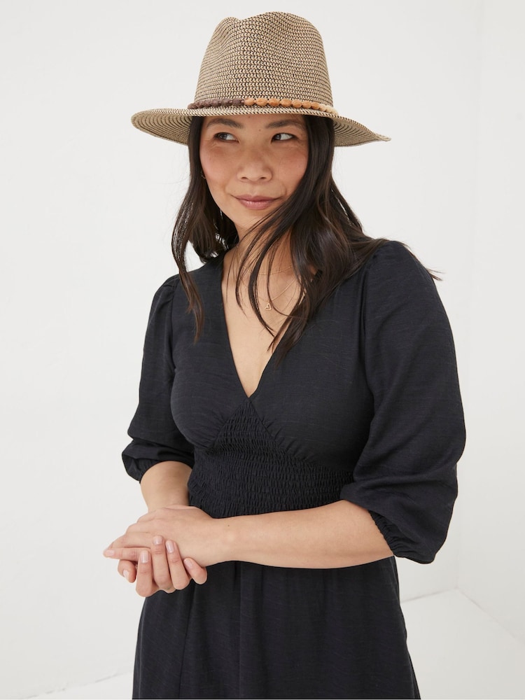 FatFace Natural Multi Weave Fedora Hat - Image 1 of 3 FatFace Natural Multi Weave Fedora Hat - Image 1 of 3