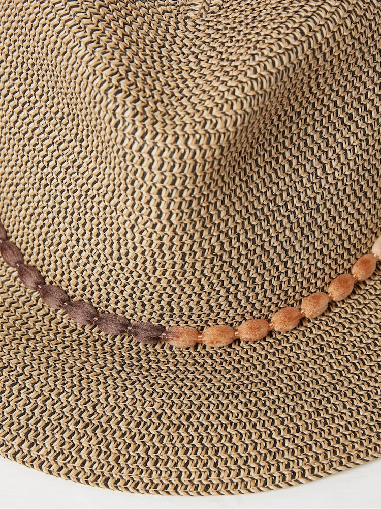 FatFace Natural Multi Weave Fedora Hat - Image 3 of 3 FatFace Natural Multi Weave Fedora Hat - Image 3 of 3