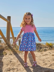 JoJo Maman Bébé Pink Pink Stripe & Strawberry Print With Pet In Pocket Combo Dress - Image 2 of 6