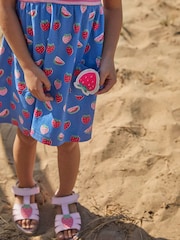 JoJo Maman Bébé Pink Pink Stripe & Strawberry Print With Pet In Pocket Combo Dress - Image 3 of 6