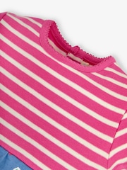JoJo Maman Bébé Pink Pink Stripe & Strawberry Print With Pet In Pocket Combo Dress - Image 5 of 6