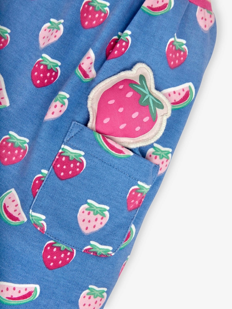 JoJo Maman Bébé Pink Pink Stripe & Strawberry Print With Pet In Pocket Combo Dress - Image 6 of 6
