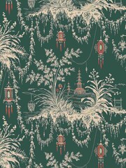 Woodchip & Magnolia Green Chinese Whispers Wallpaper - Image 3 of 4