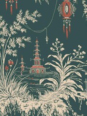 Woodchip & Magnolia Green Chinese Whispers Wallpaper - Image 4 of 4