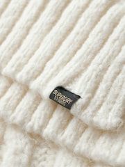 Superdry White 100% Cotton High Neck Cable Knit Jumper - Image 5 of 6