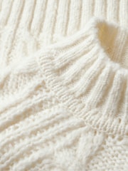 Superdry White 100% Cotton High Neck Cable Knit Jumper - Image 6 of 6