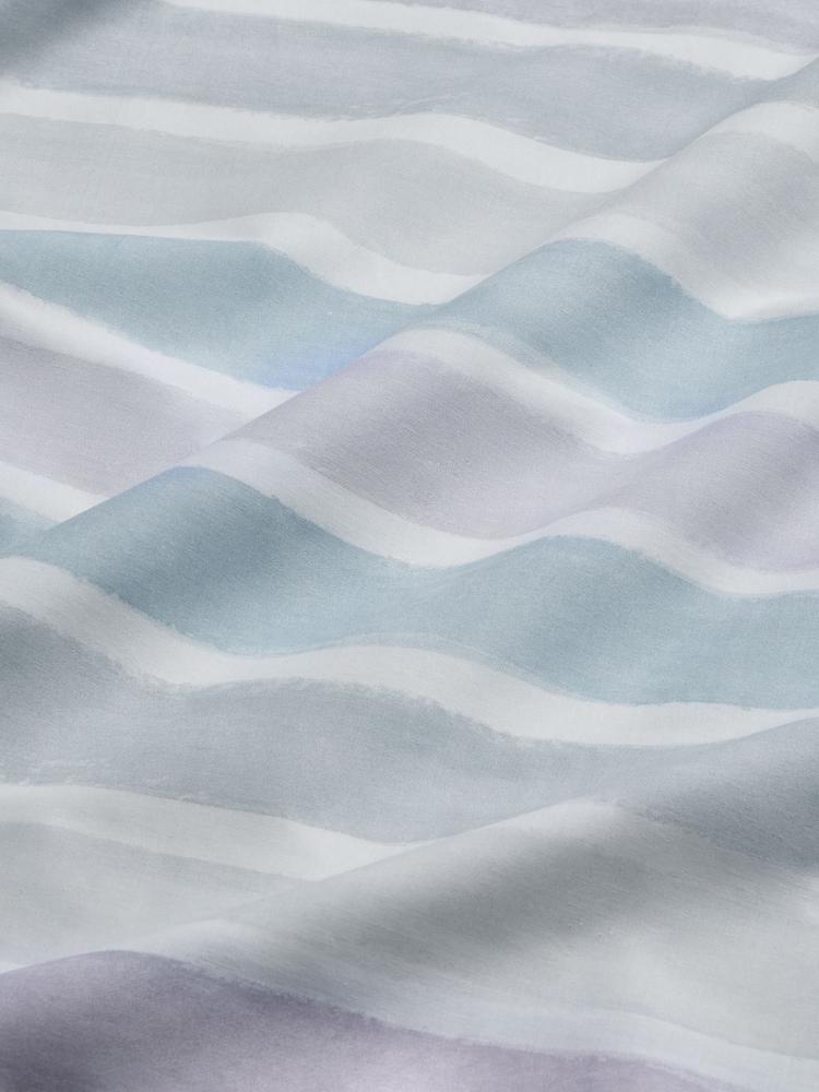 Purple/Blue Painted Stripe 100% Cotton Printed Duvet Cover and Pillowcase Set - Image 4 of 4