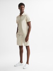 Reiss Ecru Floyd Slim Fit Half-Zip Polo Shirt - Image 3 of 5