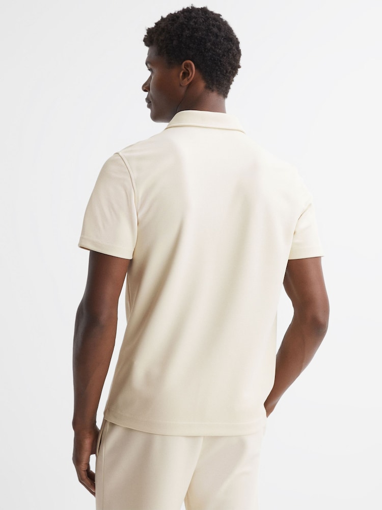 Reiss Ecru Floyd Slim Fit Half-Zip Polo Shirt - Image 5 of 5