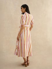 Hobbs Cressida Kurzarm-Midikleid mit Kragen und Bindegürtel - Bild 2 von 4