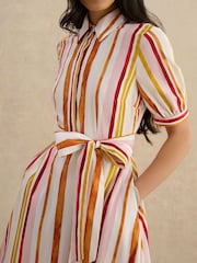 Hobbs Cressida Kurzarm-Midikleid mit Kragen und Bindegürtel - Bild 3 von 4
