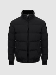 Reiss Black Frost Faux Fur Trim Puffer Jacket - Image 2 of 5