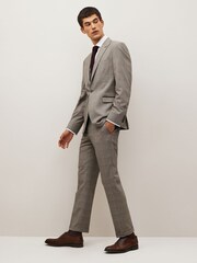 Taupe Slim Check Suit: Jacket - Image 2 of 10