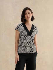 Hobbs Black Jonie Printed Top - Image 1 of 4