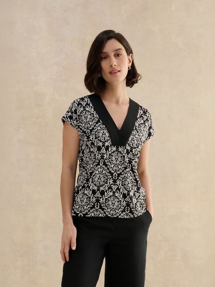 Hobbs Black Jonie Printed Top - Image 1 of 4