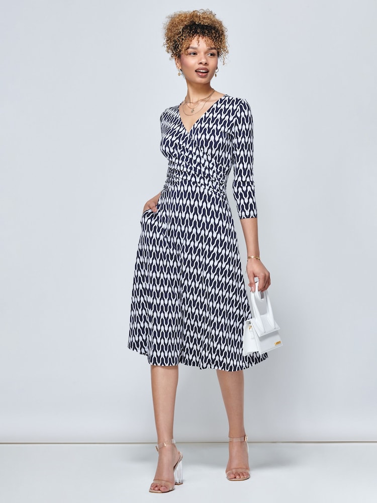Jolie Moi Blue Odilia Fit & Flare Jersey Dress - Image 1 of 6 Jolie Moi Blue Odilia Fit & Flare Jersey Dress - Image 1 of 6