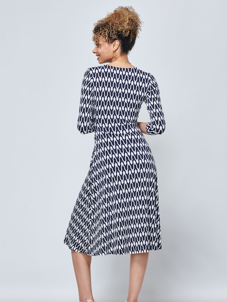 Jolie Moi Blue Odilia Fit & Flare Jersey Dress - Image 2 of 6 Jolie Moi Blue Odilia Fit & Flare Jersey Dress - Image 2 of 6