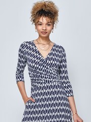 Jolie Moi Blue Odilia Fit & Flare Jersey Dress - Image 5 of 6