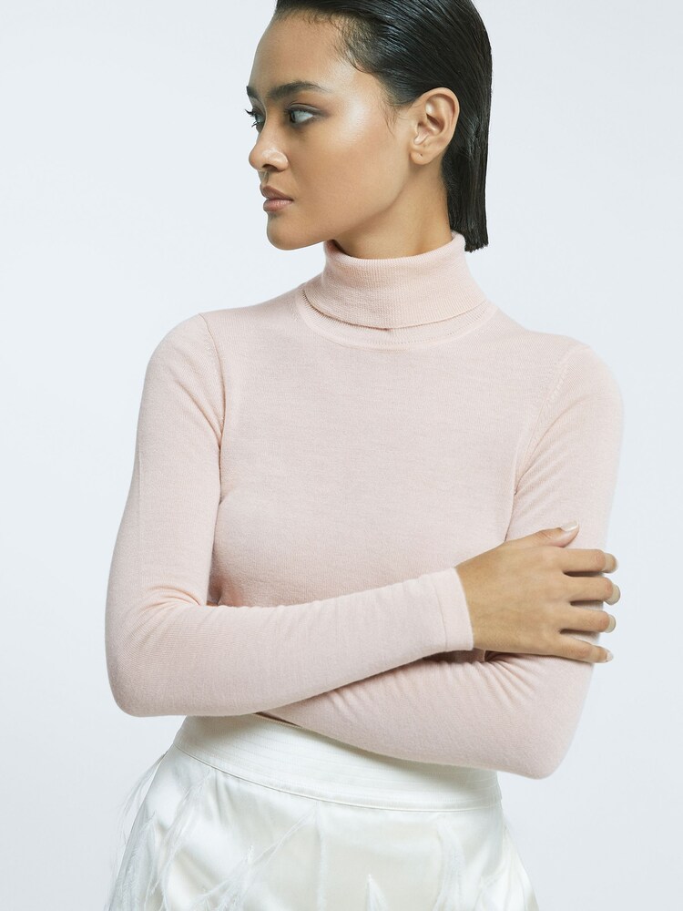 Reiss Pink Hazel Cashmere Roll Neck Top - Image 1 of 5