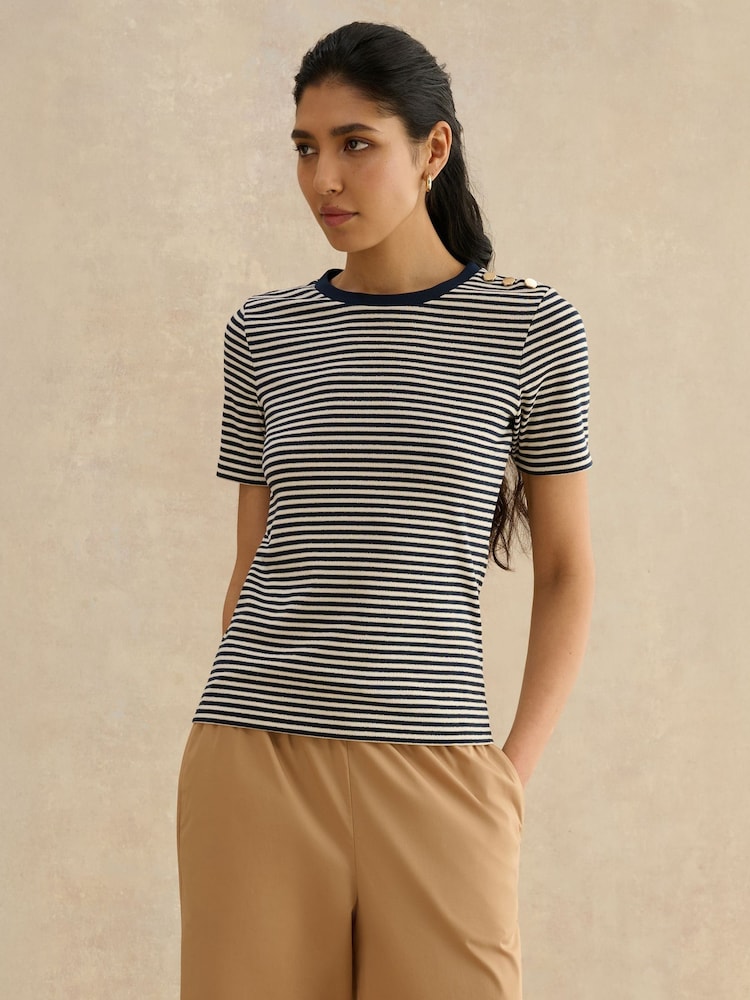 Hobbs Blue Tamsin Sparkle T-Shirt - Image 1 of 4