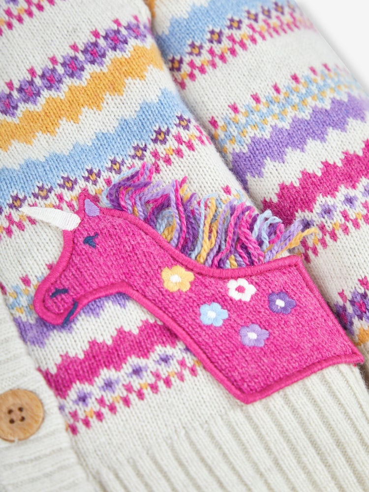 Večbarvni črtasti samorog - Jojo Maman Bébé s fairskim vzorcem pletena jopa - Slika 2 iz 3