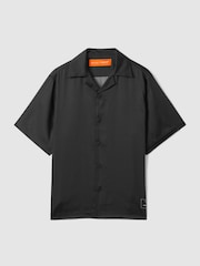 Reiss x McLaren F1 Team Black Cuban Collar Shirt - Image 2 of 8