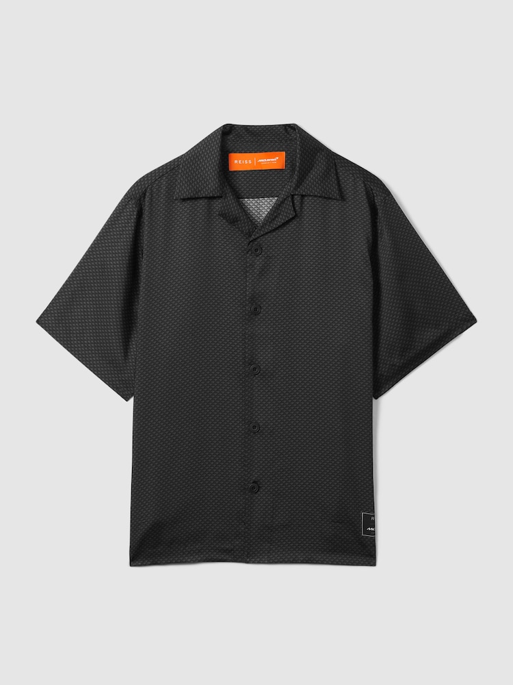 Reiss x McLaren F1 Team Black Cuban Collar Shirt - Image 2 of 8