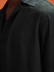 Reiss x McLaren F1 Team Black Cuban Collar Shirt - Image 4 of 8