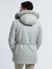 Reiss Grey Melange Tremezzo Atelier Wool Blend Removable Faux Fur Hooded Coat - Image 5 of 9