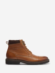 Oliver Sweeney Woodstock Tan Grained Leather Lace up Brown Boots - Image 1 of 3