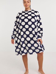 Simply Be Blue Pretty Secrets Spot Value Oversized Dress - Image 1 of 4