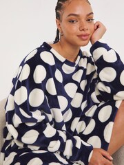 Simply Be Blue Pretty Secrets Spot Value Oversized Dress - Image 3 of 4