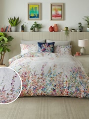 Clarissa Hulse Cream Cascading Kaleidoscope 100% Cotton Duvet Cover and Pillowcase Set - Image 1 of 4