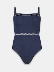 Mint Velvet Navy Texture Rikrak Bandeau Swimsuit - Image 13 of 14