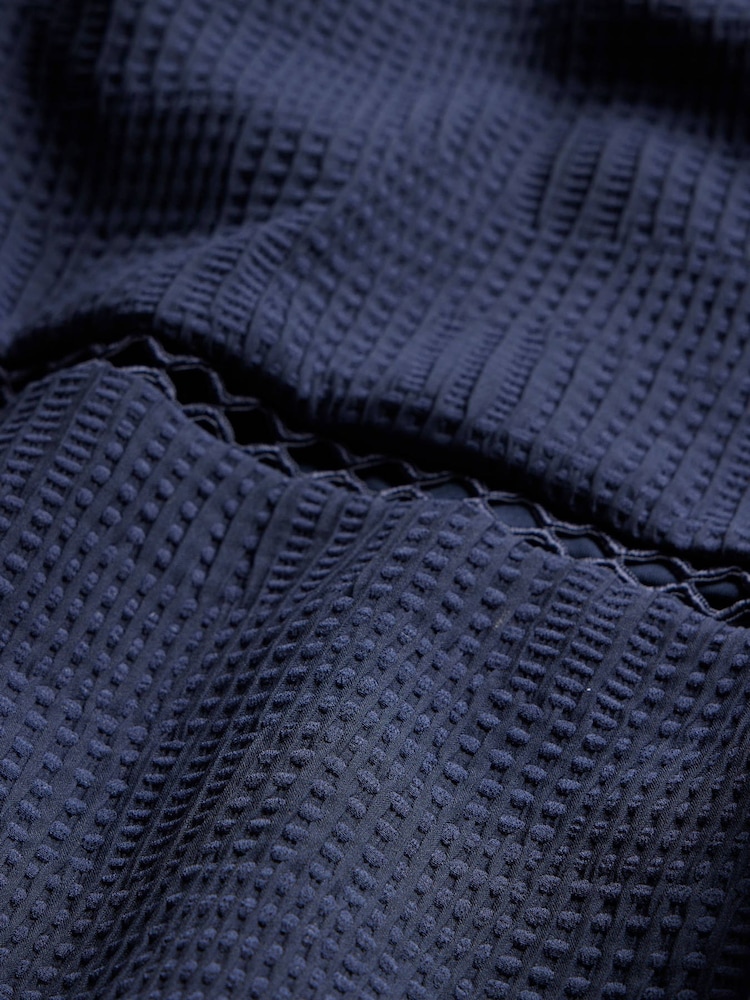 Mint Velvet Navy Texture Rikrak Bandeau Swimsuit - Image 14 of 14