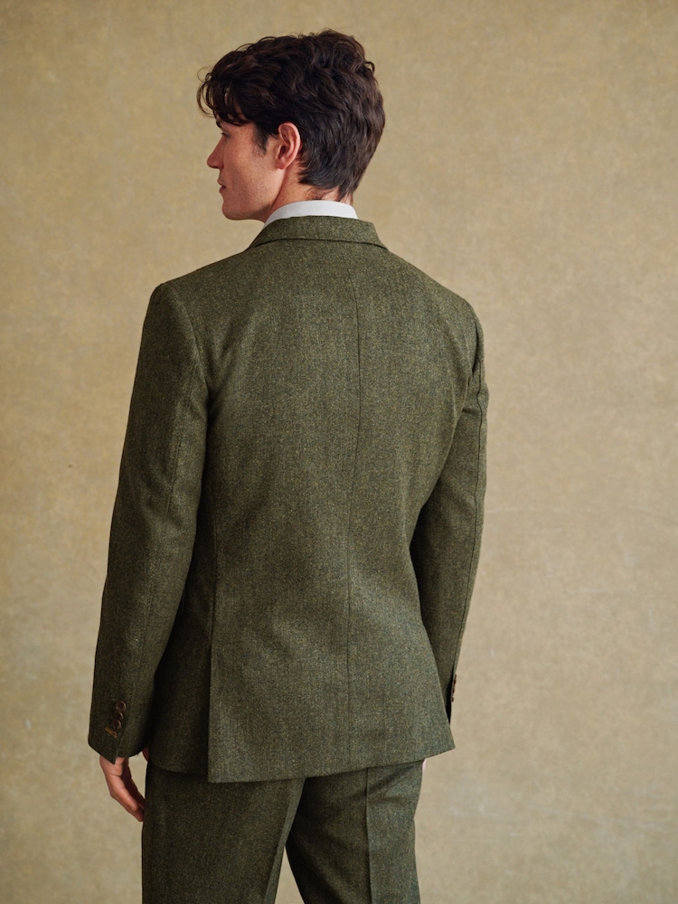 Barbour® Green Donegal Slim Fit Suit Jacket - Image 2 of 8