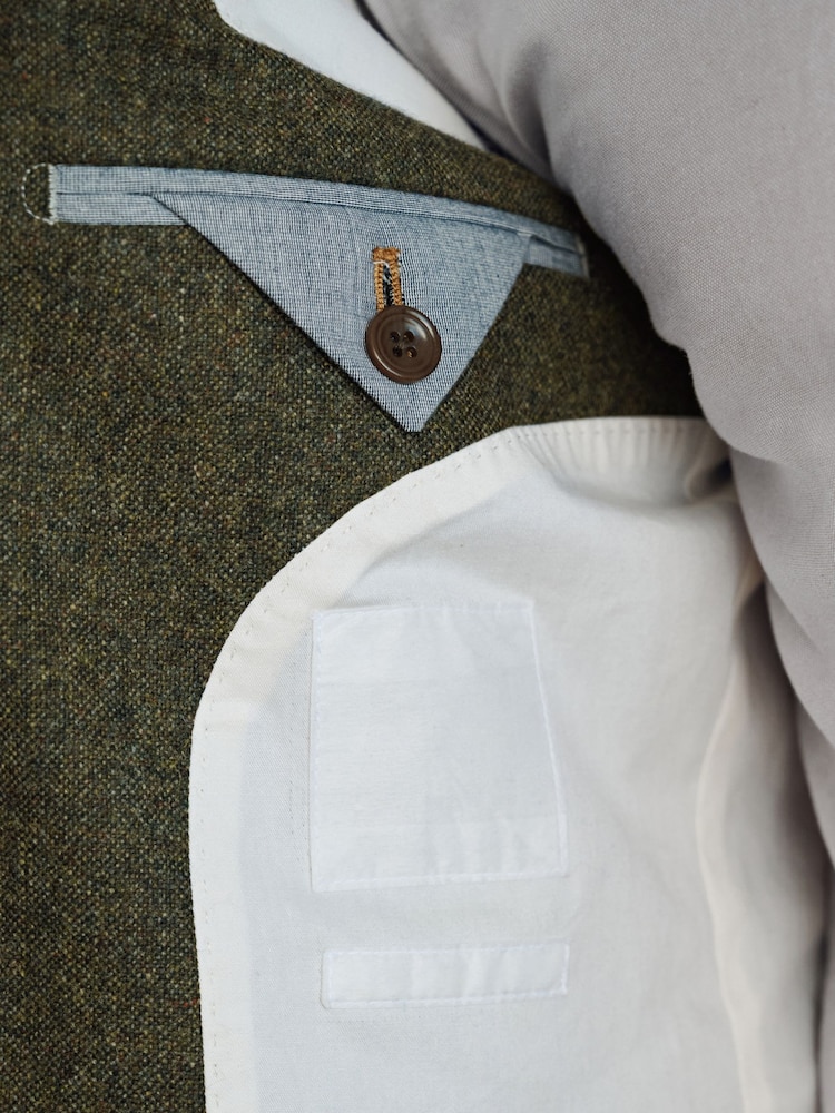 Barbour® Green Donegal Slim Fit Suit Jacket - Image 7 of 7 Barbour® Green Donegal Slim Fit Suit Jacket - Image 7 of 7