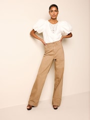Tan Brown Wide Leg Jeans - Image 1 of 6