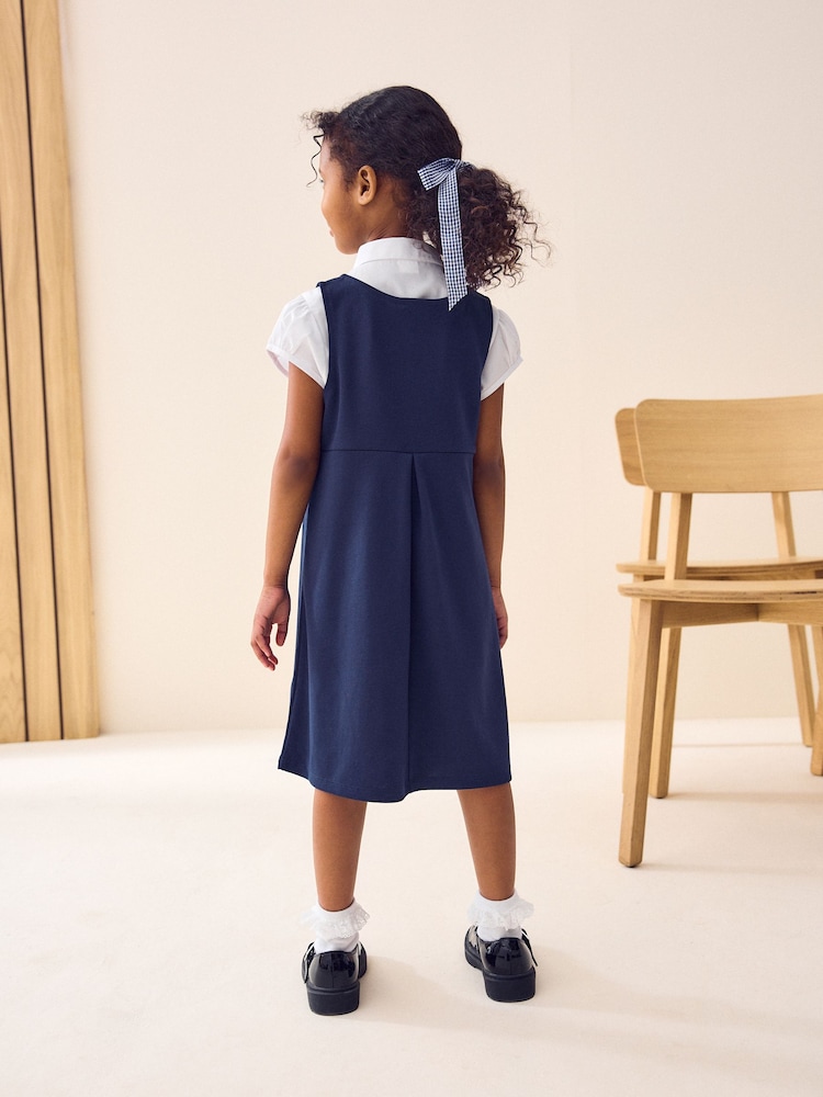 Navy Jersey Stretch Bow School Pinafore (3-14yrs) - Image 2 of 7