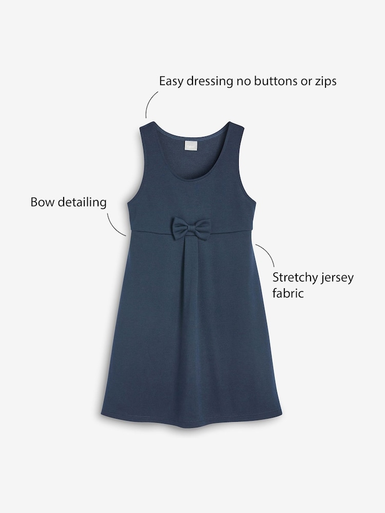 Navy Jersey Stretch Bow School Pinafore (3-14yrs) - Image 3 of 7