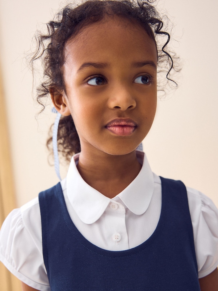 Navy Jersey Stretch Bow School Pinafore (3-14yrs) - Image 4 of 7