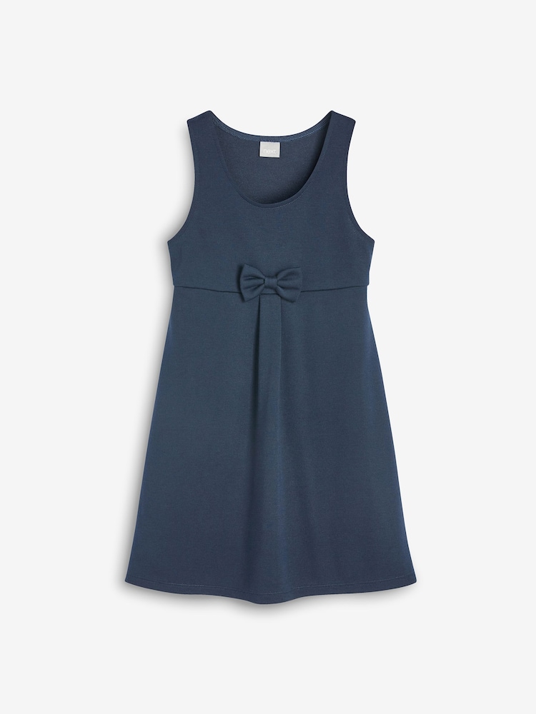 Navy Jersey Stretch Bow School Pinafore (3-14yrs) - Image 5 of 7