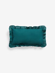 Clarke & Clarke Teal Blue 100% Cotton William Morris Strawberry Thief Ruffle Edge Cushion - Image 3 of 4