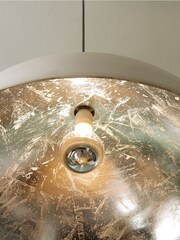 Pacific Matt Cream & Silver Leaf Dome Ceiling Light Pendant - Image 2 of 5