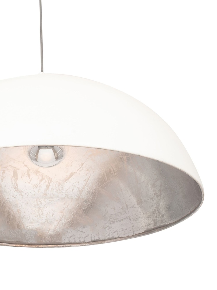 Pacific Matt Cream & Silver Leaf Dome Ceiling Light Pendant - Image 5 of 5