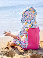 JoJo Maman Bébé Pink Safari UPF 50 Sun Protection Hat - Image 4 of 5