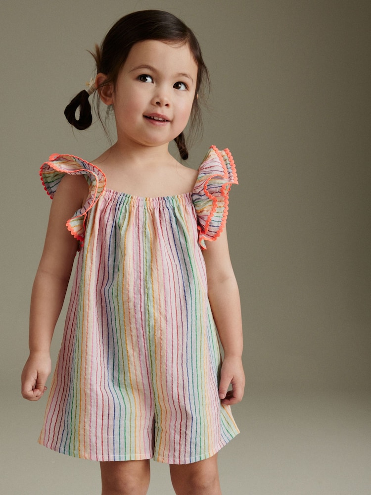 Multi 100% Cotton Rainbow Playsuit (3mths-7yrs) - Image 2 of 6 Multi 100% Cotton Rainbow Playsuit (3mths-7yrs) - Image 2 of 6