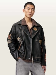 AllSaints Black Hays Biker Jacket - Image 1 of 6